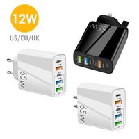 Nouvel adaptateur multi-ports PD+3USB, norme EU/US/UK, chargeur rapide 12W pour smartphones, tête de charge 5V 24A avec logo personnalisable