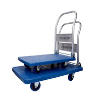 Carro de mano de plástico resistente, ruedas giratorias de 360 grados, camión de empuje plegable para plataforma de almacenamiento de carga de alta capacidad de peso