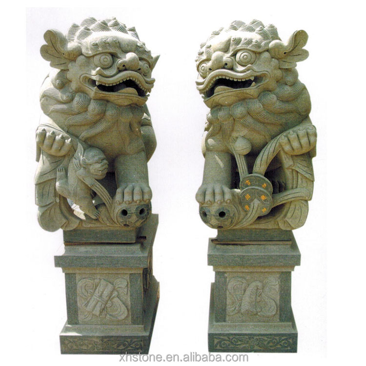 中国伝統石工芸吉祥獣彫刻天然緑御影石獅子彫刻福獅像販売中| Alibaba.com