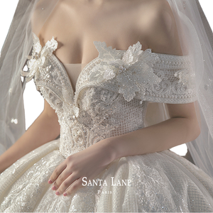 2025 nuovo stile Vintage abito da ballo abito da sposa favola con spalle scoperte abito da sposa pesante strascico lungo di alta qualità - Product Image 1