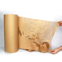 Papier d'emballage en nid d'abeille en résine recyclée certifiée, taille personnalisée 30/38/50CM, noir, blanc, marron, pour rembourrage et protection, en rouleau