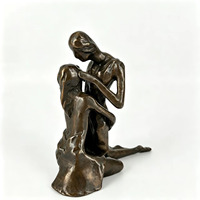 Sculptures d'art abstrait en fonte, faites à la main, durables, représentant un couple qui s'embrasse et s'appuie l'un sur l'autre, pour décoration romantique de la maison, Amoureux