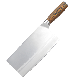 Couteau de chef Nakiri moderne de 8 pouces en acier à haute teneur en carbone, ambidextre, compatible lave-vaisselle, manche en bois coloré pour la découpe de viande, coffret cadeau - Product Image 1