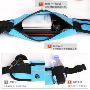 Cinturón deportivo con soporte para botella de agua, azul, verde, rojo rosa, negro, naranja, para correr, actividades al aire libre - Product Image 5