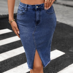 <span class=keywords><strong>Falda</strong></span> <span class=keywords><strong>Larga</strong></span> de Mezclilla Elástica para Mujer, Estilo Sirena, Ajustada, de Cintura Alta, Tipo Lápiz - Product Image 4