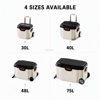 Glacière de voyage à roulettes 40L 45L 48L 75L en plastique isolé avec poignée de traction pour camping, pêche, voyage en voiture, barbecue
