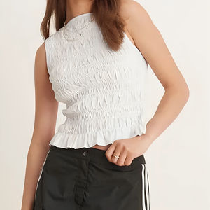 Camiseta sin Mangas con Volantes para Mujer, Estilo Chic, Ajustada, con Dobladillo con Volantes, Estilo Informal para el Verano 2026 - Product Image 1