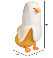 Peluche Canard Banane PEACH CAT, Adorable Coussin en Peluche à Câliner, Animal en Peluche pour Filles et Garçons, Blanc