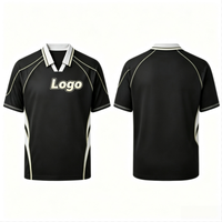 Maillot de football à séchage rapide pour homme, col polo en V, chemise de football avec panneau latéral contrastant, uniforme de match d'équipe, vêtements de sport par sublimation