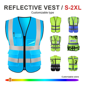 سترة عمل عالية الوضوح من البوليستر من الفئة 2 وفقًا لمعايير ANSI مع أشرطة عاكسة وخيار شعار مخصص باللون البرتقالي - Product Image 2