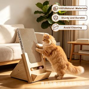 Griffoir en bois pour chat Lulus World, jouet durable pour chats d'intérieur avec rangement pour balles - Product Image 1