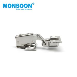 Charnière courte pour meuble, style américain, en fer et acier, à fermeture amortie hydraulique, pour cadre invisible, finition nickel - Product Image 3