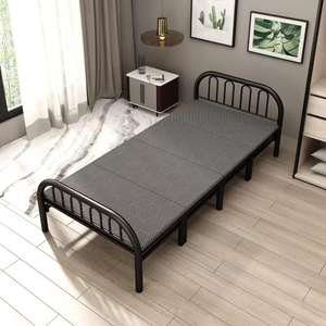 ミニマルメタル折りたたみベッドフレーム収納ポケット付き & <span class=keywords><strong>4</strong></span>キャスター付き簡単ポータブル発泡マットレス寝室用 - Product Image 5