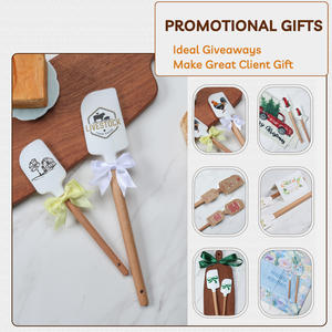 Espátulas de silicona para hornear grabadas con serigrafía personalizada con logotipo OEM con mango de madera - Product Image 5
