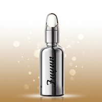 Flacons compte-gouttes en verre pour huiles essentielles et sérums, plaqués argent électrolytiquement, 10 ml-100 ml, avec impression sérigraphique et bouchon en caoutchouc