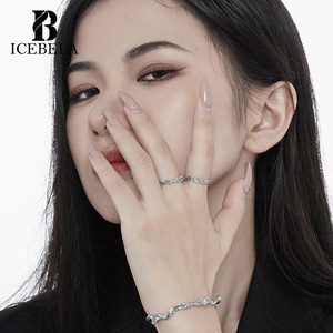 Bague en émail ICEBELA en argent sterling 925, série Lac Glacé Bleu Menthe, texture givrée, avec goutte de colle, mignonne - Product Image 5