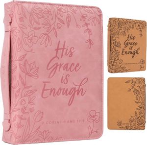 BSCI Casual Bible Bag <b>Carrying</b> <b>Case</b> with Floral Pattern Insulated PU Leather Bible Cover with Zipper Closure Outdoor Protection - Product Image 5