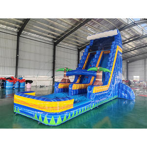 Parc aquatique gonflable géant avec toboggans aquatiques gonflables irisés en PVC, amusant et palpitant pour le carnaval d'été, avec piscine. - Product Image 1
