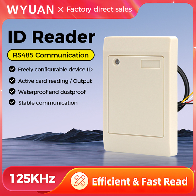 125KHz LF Contactless ID Smart Card Reader RS485 Interface Waterproof and Dustproof Proximity Reader with Address Code