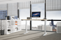 Bureau d'angle exécutif pour la maison, livraison directe, gris, réglable électriquement