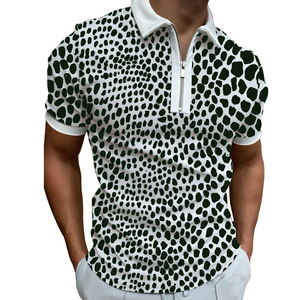 Camiseta de Manga Corta para Hombre, Tejida, con Estampado Floral en 3D, con Cierre, Colección Primavera, Casual, 180 Gramos, Holgada - Product Image 3