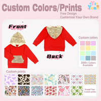 Sweat-shirt à capuche rouge et or à paillettes pour filles, sweat-shirt à manches longues en coton pour enfants avec poche à paillettes, sweat-shirt pour enfants pour fête de Noël