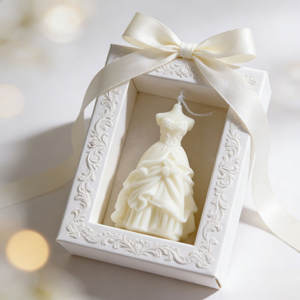 Vela aromática de cera de soja con forma de novia, diseño estético de ramo de novia LANJO, vela decorativa artística. - Product Image 1