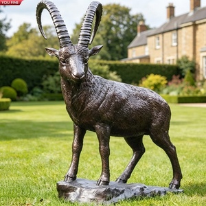 Sculpture en bronze coulé YOUFINE, ibex grandeur nature, statue de chèvre de montagne sauvage pour la <span class=keywords><strong>d</strong></span>écoration de la ferme et du pâturage - Product Image 5