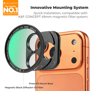 Kit de filtres pour appareil photo K&F <span class=keywords><strong>Concept</strong></span> FA302 à montage direct, verre optique AGC, diffuseur noir magnétique, ensemble de filtres 1/4, 49 mm, kit de filtres pour appareil photo de téléphone - Product Image 1