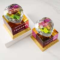 Trophée en cristal diamanté gravé sablé personnalisé, motif pomme et lotus, ornement coloré pour anniversaire d'entreprise