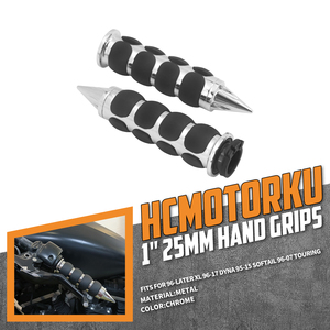 Manopole da 1 pollice (25mm) con inserti in gomma e estremità a punta per acceleratore, compatibili con Harley Sportster, Dyna, Softail, Touring, Honda e <span class=keywords><strong>Suzuki</strong></span> - Product Image 1