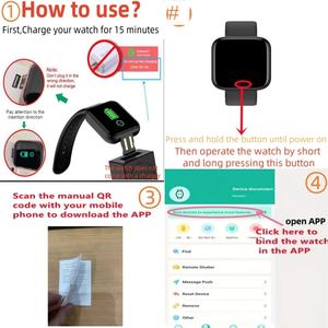 Умные часы для мужчин и женщин, 1,44-дюймовый OLED-экран, трекер активности, фитнес-монитор, электронные часы, совместимость с Android и iOS, пластик, IPX-6 - Product Image 2