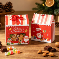 Boîte cadeau de Noël en forme de maison avec fenêtre, boîte à bonbons en papier pour emballage de fêtes, vente en gros pour distributeurs
