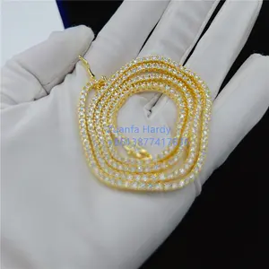 最便宜的价格Moissanite珠宝925纯银钻石链2毫米VVS Moissanite网球项链