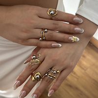 Cincin Kawat Baja Tahan Karat RINHOO Dua Warna, Cincin Jari Kontras Emas Perak yang Dapat Disesuaikan, Perhiasan Fashion untuk Wanita, Hadiah