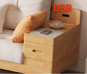 Sofá de Madera Maciza de Estilo Nórdico para el Hogar, Sofá Multifuncional con Carga Inalámbrica e Interfaz USB - Product Image 5