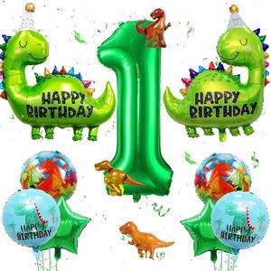 Decoraciones de Cumpleaños con Globos de Dinosaurios, Globo de Número de Papel de Aluminio, Globos de Dinosaurios, Globo de Corona Verde para Fiesta de Baby Shower de 1er Cumpleaños - Product Image 1