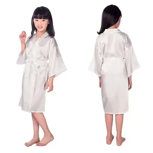 LOGO Desainer Kimono Sutra Padat Anak-anak Jubah Satin Piyama Pesta Pengiring Pengantin Spa Anak-anak