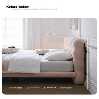 Lit King Size Moderne Italien de Luxe, Durable, Confortable, Modulaire, avec Cadre en Bois Clair et Revêtement en Tissu Rose, Garantie 1 An