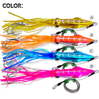 WildTrek 115g-261g Leurre de pêche au calamar lumineux avec bas de ligne en fil d'acier, appât pour eau salée, pour thon, bonite, bar, pêche en lac et en rivière