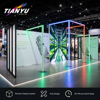 Stand d'exposition d'angle TIANYU en aluminium extrudé avec graphisme lumineux pour lancement de produits et événements