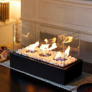 ABD Ücretsiz Kargo Etanol Şömine Metal Tabanlı Dumansız İç Mekan Ateş Çukuru Dekoratif Masaüstü Şömine 3 Brülörlü - Product Image 1