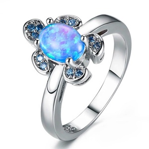 925 Sterling Silver Red Zircon Birthstone Wedding <strong>Ring</strong> CZ Pear Cut Blue White Fire Opal <strong>Frog</strong> <strong>Rings</strong> for Women - Product Image 4