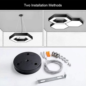 Custom <b>Modern</b> Hanging <b>LED</b> Hexagon Pendant <b>Light</b> Office Gym <b>Ceiling</b> Lighting Iron Material - Product Image 4