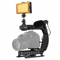 Stabilisateur de caméra de poche en forme de C, support DV Portable, lumière de Studio, Kit de Microphone, projecteur vidéo avec tête de trépied à chaussure froide