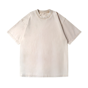 เสื้อยืดคอตตอนถักน้ำหนักมาก พิมพ์ลายสกรีนแบบวินเทจ ล้างสีแบบแอซิดวอช  โลโก้สั่งทำได้ ทรงโอเวอร์ไซส์ ผ้าไม่ยับ - Product Image 3