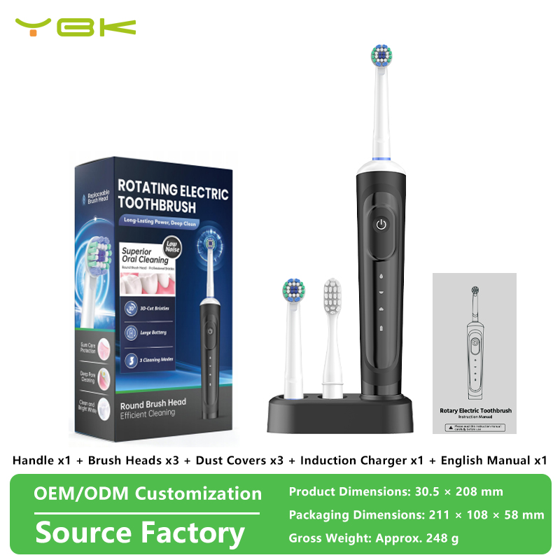 Black 3pcs toothbrush heads