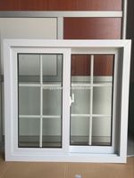 Maßgefertigte Großhandels-PVC-Fenster Kunststoff-Doppelglas-Schiebefenster mit Gitterdesign zum Verkauf