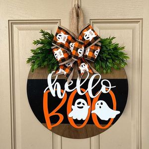 Welcome Wreath With Hanging Door <b>Pumpkin</b> Leaf <b>Wood</b> Sign for Porch Halloween Wall Home Decor - Product Image 1