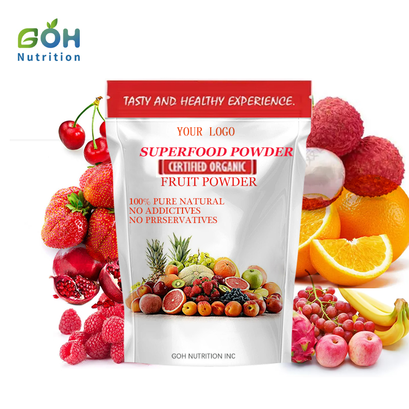 Goh nhà sản xuất cung cấp Mix Berry bột màu đỏ siêu thực phẩm pha trộn bột nhãn hiệu riêng Superfood bột